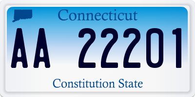 CT license plate AA22201