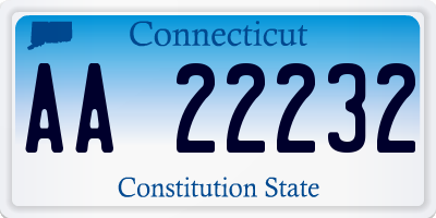 CT license plate AA22232