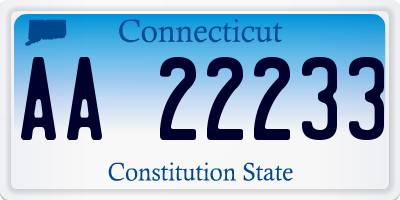 CT license plate AA22233