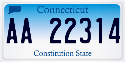 CT license plate AA22314