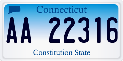 CT license plate AA22316
