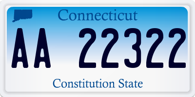 CT license plate AA22322