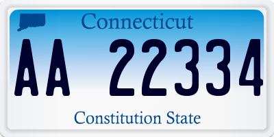 CT license plate AA22334