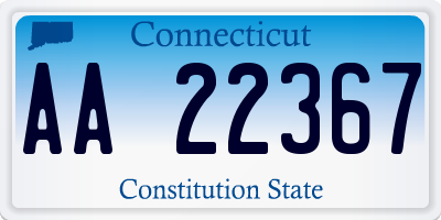 CT license plate AA22367