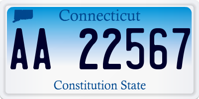 CT license plate AA22567