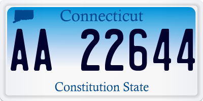 CT license plate AA22644