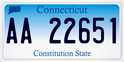 CT license plate AA22651