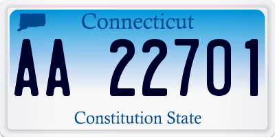 CT license plate AA22701