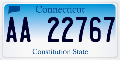 CT license plate AA22767