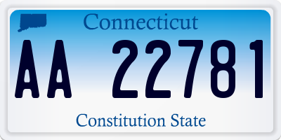 CT license plate AA22781