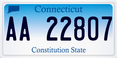 CT license plate AA22807