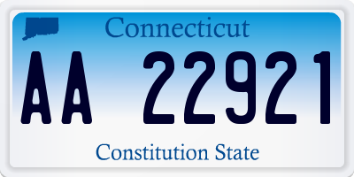 CT license plate AA22921