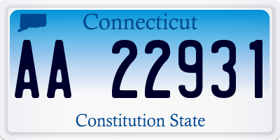 CT license plate AA22931