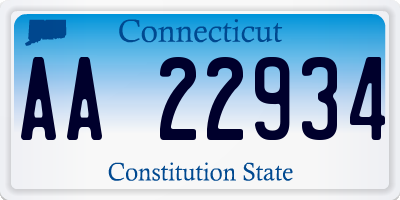 CT license plate AA22934