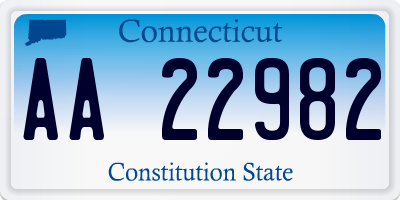 CT license plate AA22982