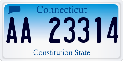 CT license plate AA23314