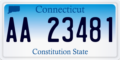 CT license plate AA23481