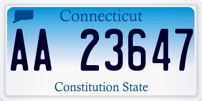 CT license plate AA23647