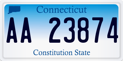 CT license plate AA23874