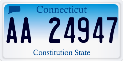 CT license plate AA24947