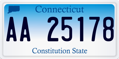 CT license plate AA25178