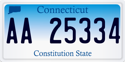 CT license plate AA25334