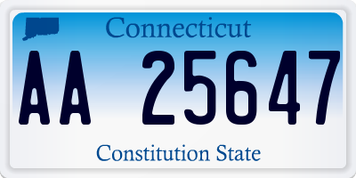 CT license plate AA25647