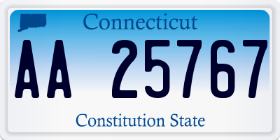 CT license plate AA25767