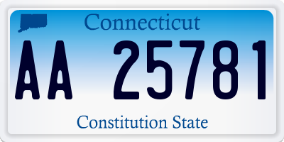 CT license plate AA25781