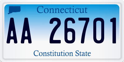 CT license plate AA26701