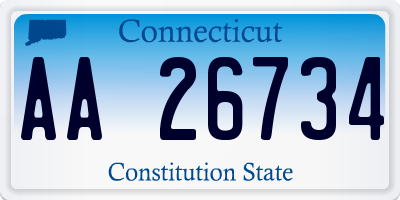 CT license plate AA26734