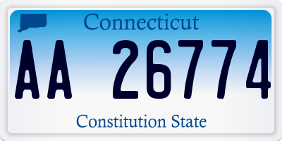 CT license plate AA26774