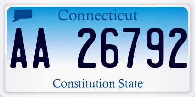 CT license plate AA26792