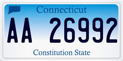 CT license plate AA26992