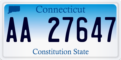 CT license plate AA27647