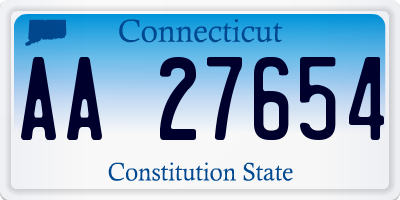 CT license plate AA27654