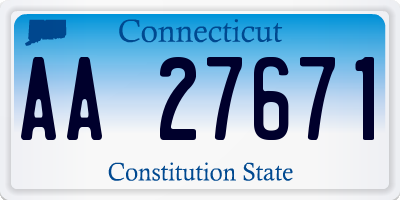 CT license plate AA27671