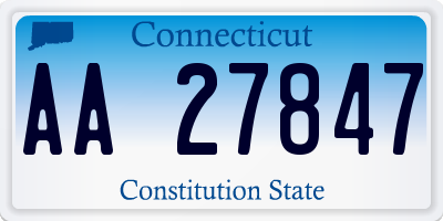 CT license plate AA27847