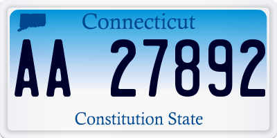 CT license plate AA27892