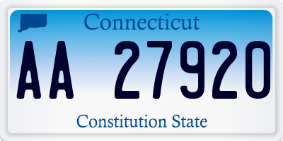 CT license plate AA27920