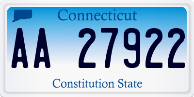 CT license plate AA27922