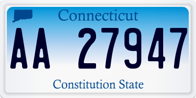 CT license plate AA27947