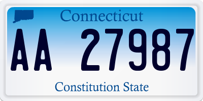 CT license plate AA27987