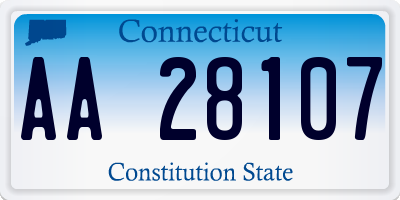 CT license plate AA28107