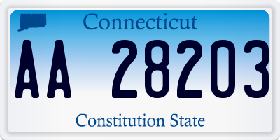 CT license plate AA28203