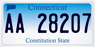 CT license plate AA28207