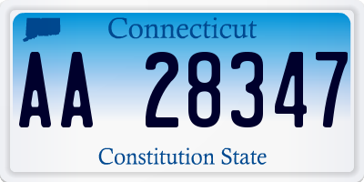 CT license plate AA28347