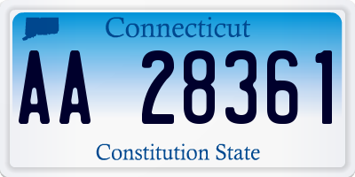 CT license plate AA28361