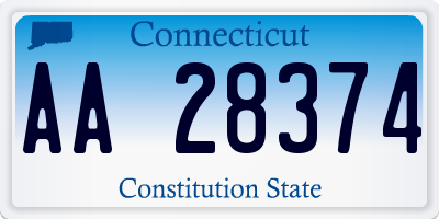 CT license plate AA28374