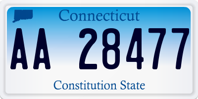 CT license plate AA28477